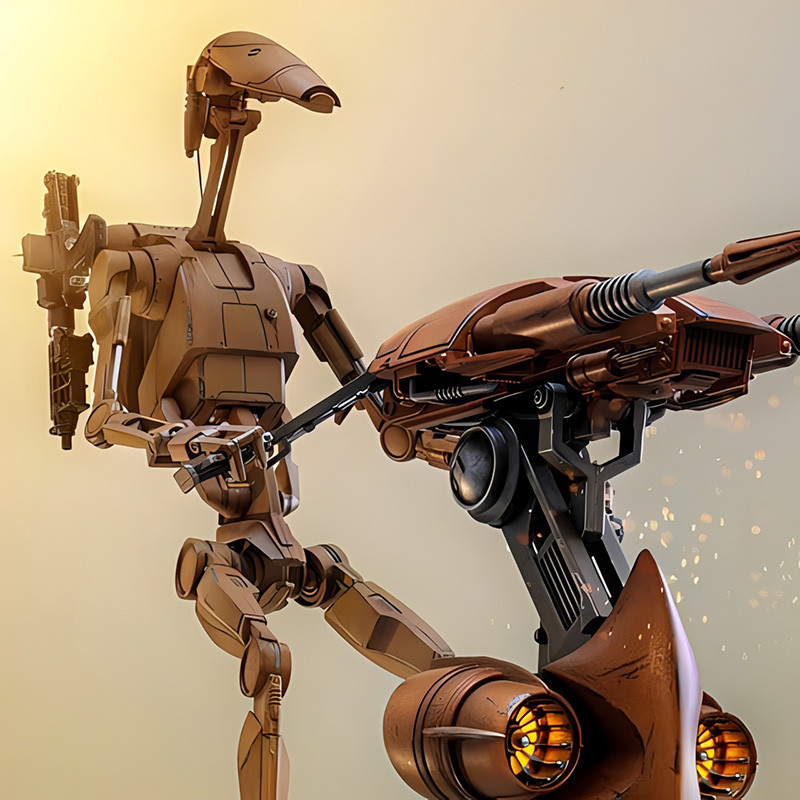 STAR WARS Set Figurine Battle Droid & STAP Hot Toys
