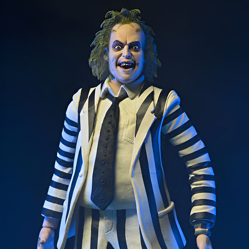 BEETLEJUICE Figurine Beetlejuice Black and White Striped Suit Neca